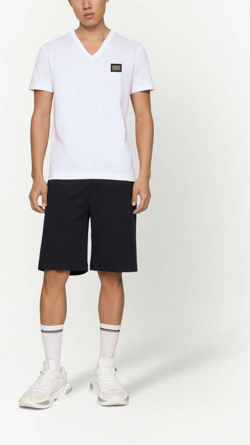 Dolce & Gabbana Shorts van stretch-katoen met logo Zwart