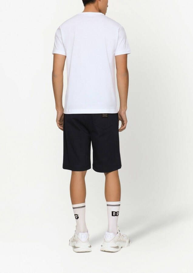 Dolce & Gabbana Shorts van stretch-katoen met logo Zwart