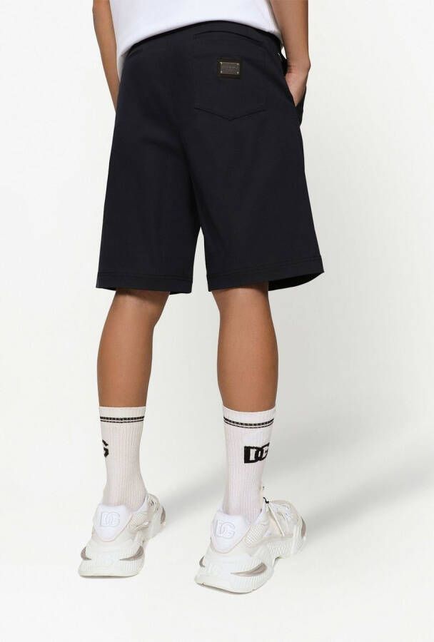 Dolce & Gabbana Shorts van stretch-katoen met logo Zwart