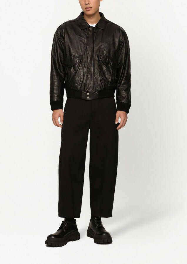 Dolce & Gabbana Leren portemonnee met logo Zwart
