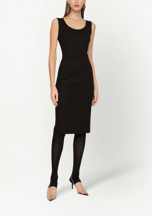 Dolce & Gabbana Geribbelde mouwloze midi-jurk Zwart
