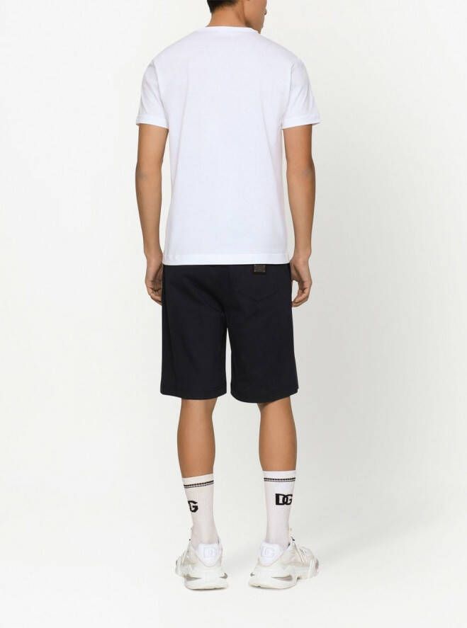 Dolce & Gabbana T-shirt met logo en V-hals Wit