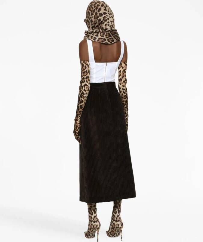 Dolce & Gabbana logo-plaque high-waisted skirt Zwart