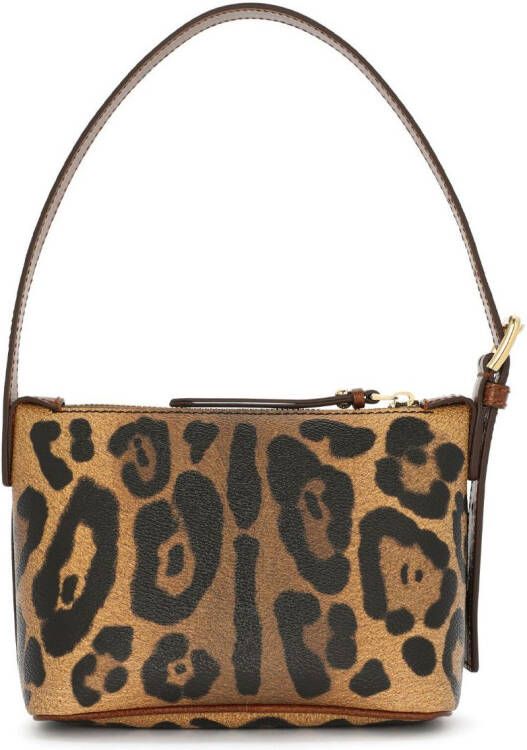 Dolce & Gabbana Crespo schoudertas met luipaardprint Beige