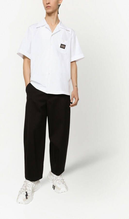 Dolce & Gabbana Katoenen bowlingshirt met logo label Wit