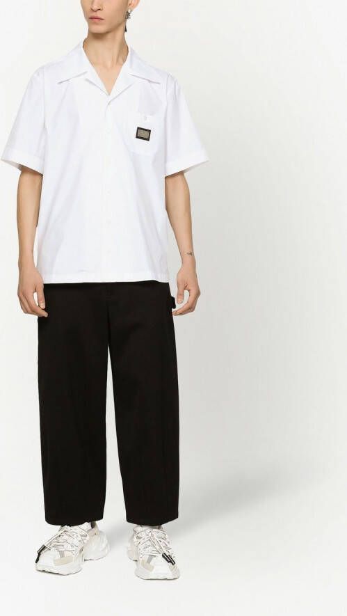 Dolce & Gabbana Katoenen bowlingshirt met logo label Wit