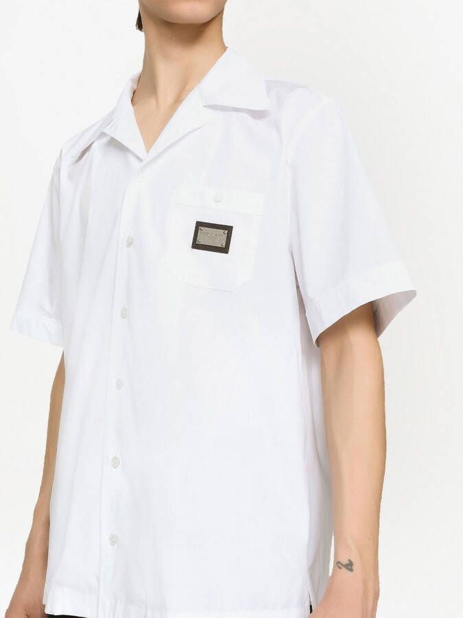Dolce & Gabbana Katoenen bowlingshirt met logo label Wit