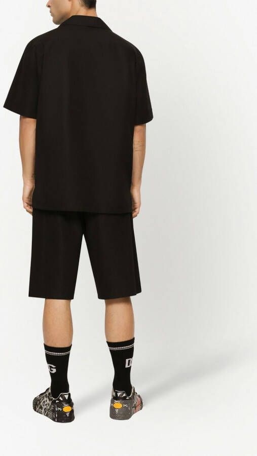 Dolce & Gabbana Katoenen bowlingshirt met logo label Zwart