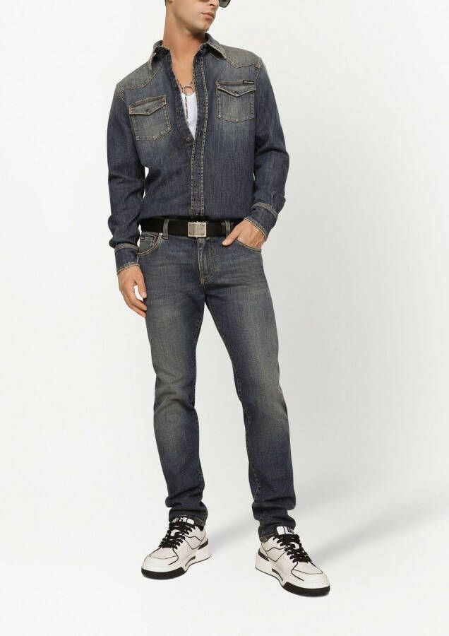 Dolce & Gabbana Skinny jeans met logo-applicatie Blauw