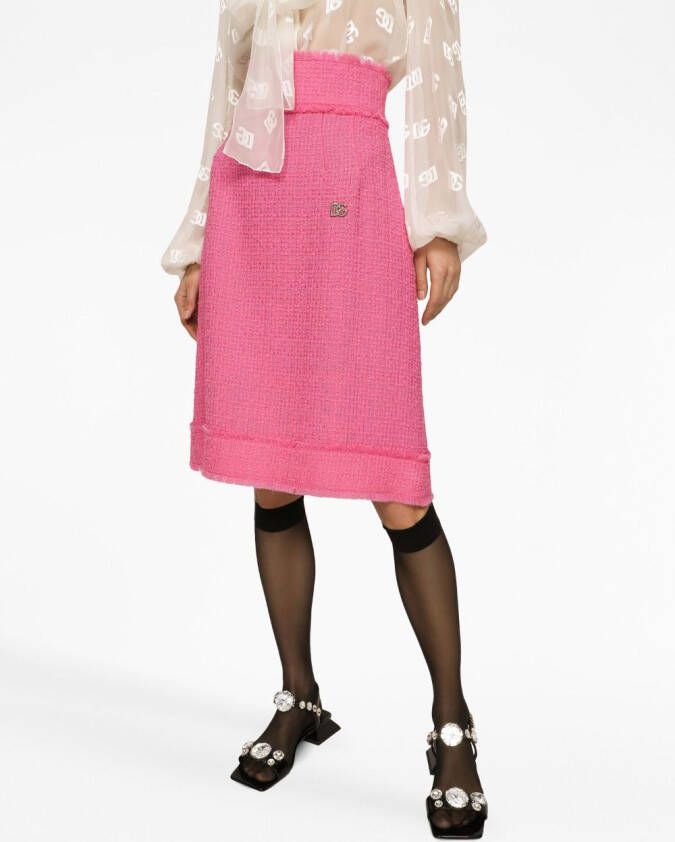 Dolce & Gabbana Tweed midi-rok Roze