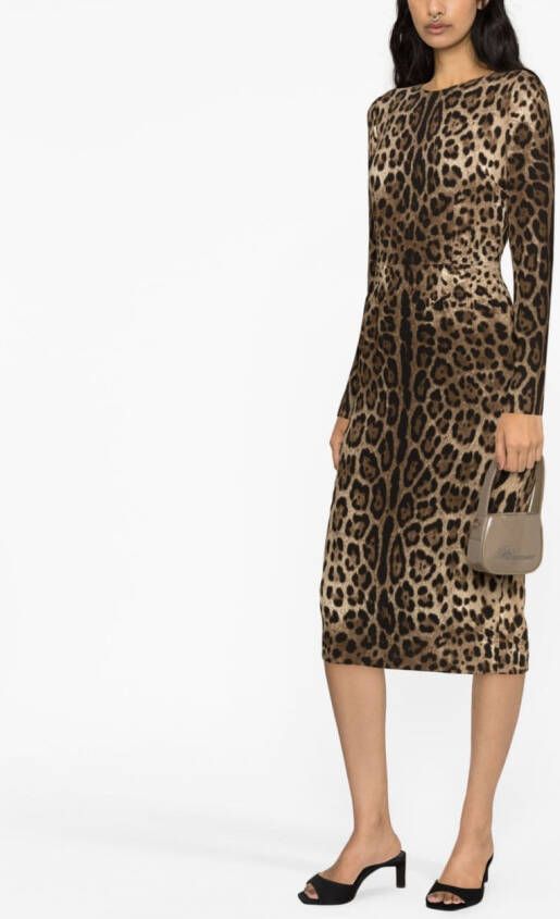 Dolce & Gabbana Jurk met luipaardprint Bruin
