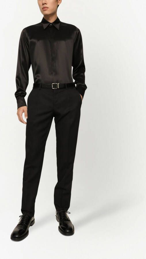 Dolce & Gabbana Button-down satijnen overhemd Zwart