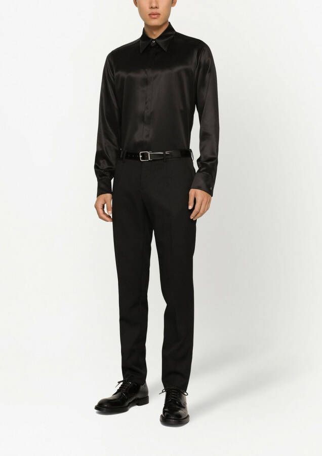 Dolce & Gabbana Button-down satijnen overhemd Zwart