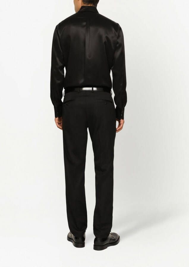 Dolce & Gabbana Button-down satijnen overhemd Zwart