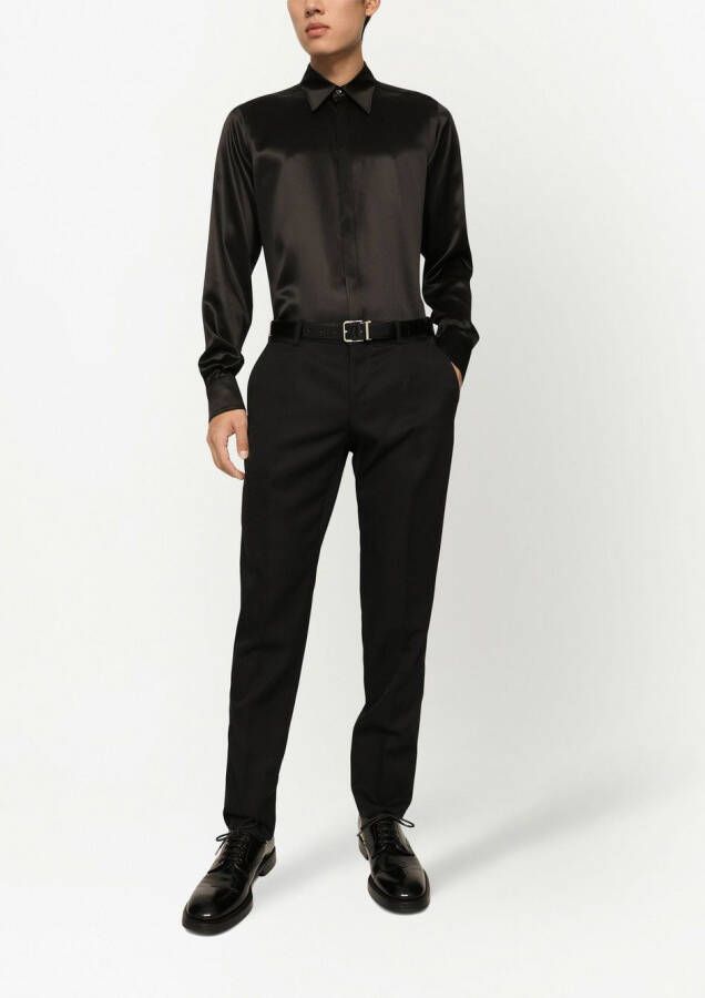 Dolce & Gabbana Button-down satijnen overhemd Zwart