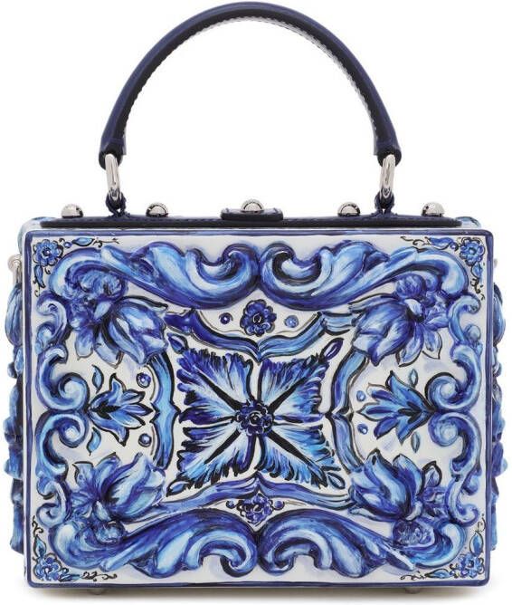 Dolce & Gabbana Dolce Box tas met handgreep met Majolica-print Blauw