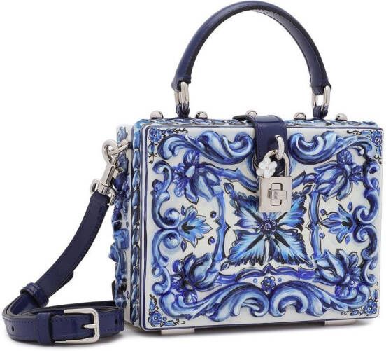 Dolce & Gabbana Dolce Box tas met handgreep met Majolica-print Blauw