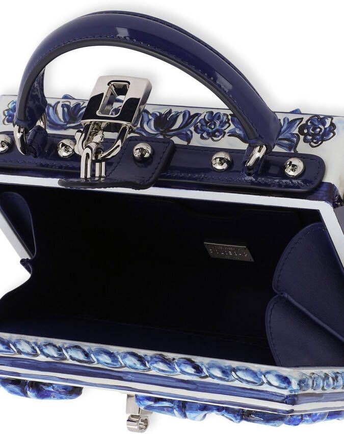 Dolce & Gabbana Dolce Box tas met handgreep met Majolica-print Blauw