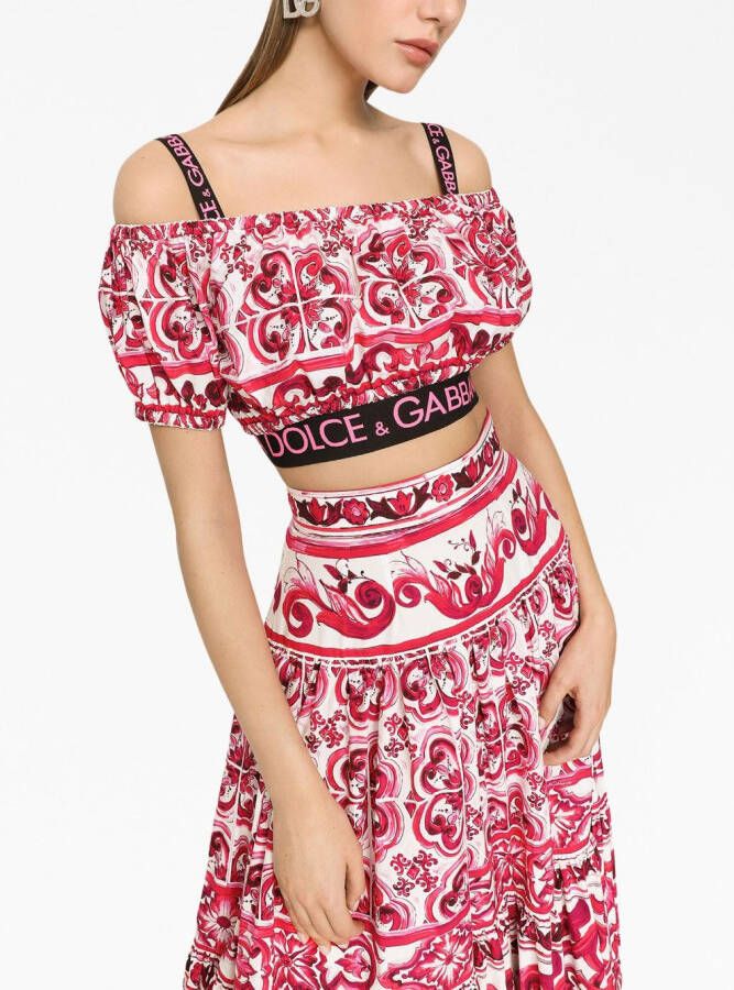 Dolce & Gabbana Majolica print cropped blouse Rood