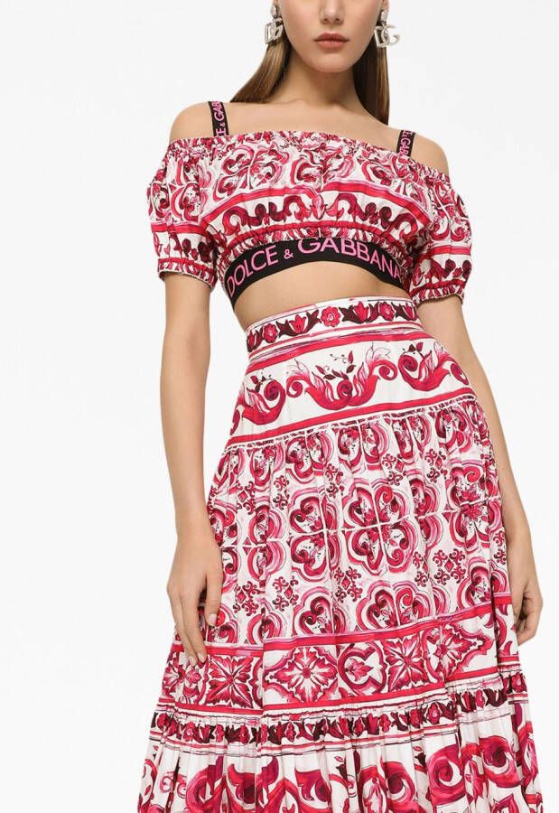 Dolce & Gabbana Majolica print cropped blouse Rood