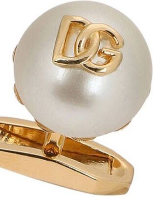 Dolce & Gabbana Manchetknopen verfraaid met parel en DG-logo Goud