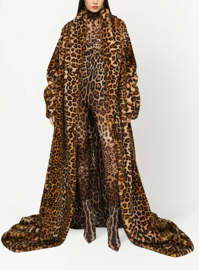 Dolce & Gabbana KIM DOLCE &GABBANA jas van imitatiebont met luipaardprint Bruin