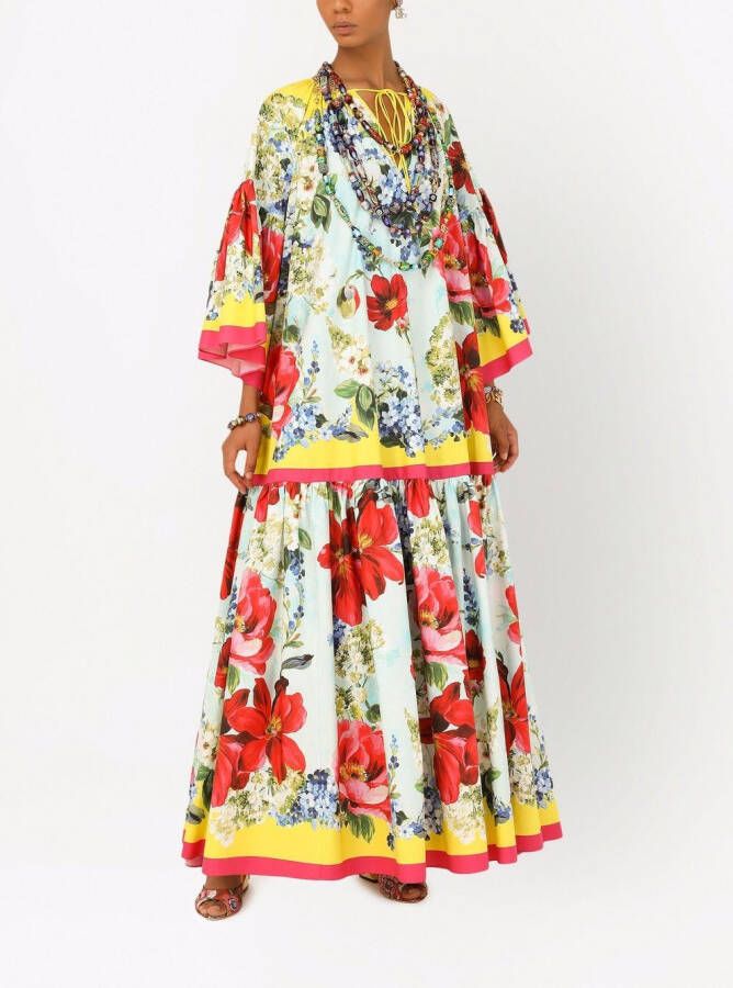 Dolce & Gabbana Popeline tuniek met print Blauw