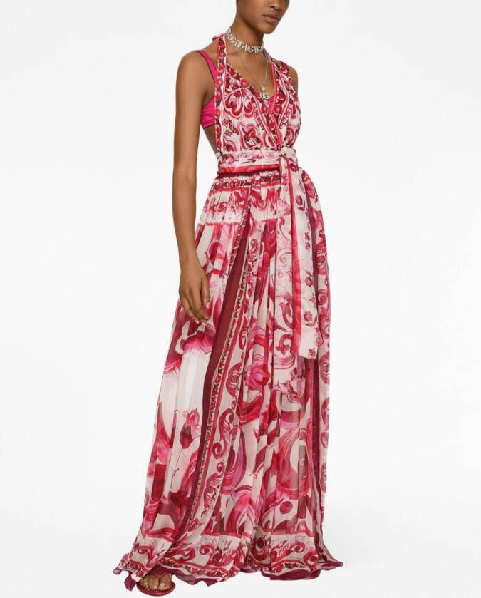 Dolce & Gabbana Maxi-jurk met halternek Rood