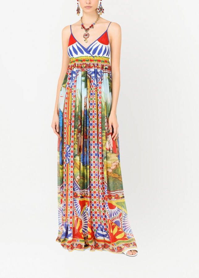 Dolce & Gabbana Chiffon maxi-jurk met print Rood