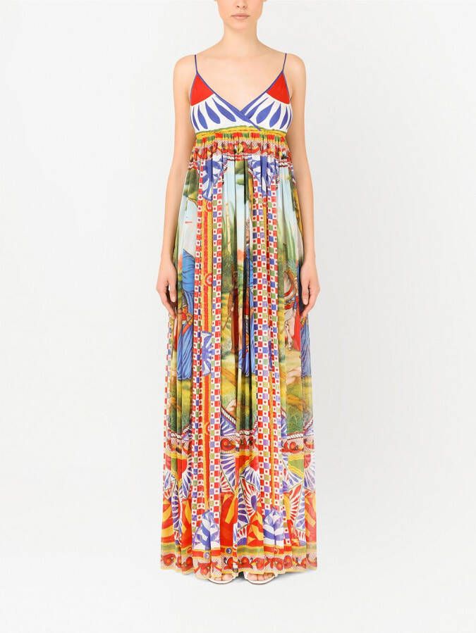 Dolce & Gabbana Chiffon maxi-jurk met print Rood