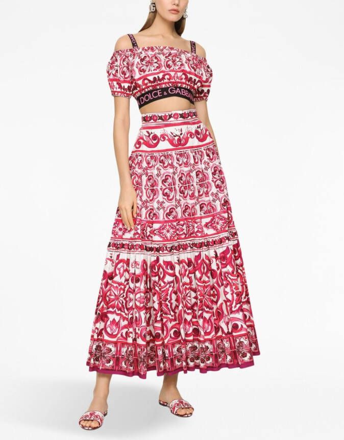 Dolce & Gabbana Maxi-rok met Majolica-print Rood