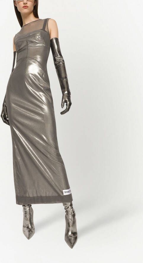 Dolce & Gabbana KIM DOLCE&GABBANA metallic maxi-jurk Grijs