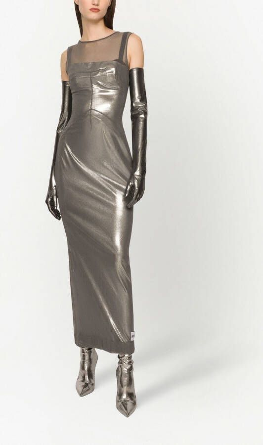 Dolce & Gabbana KIM DOLCE&GABBANA metallic maxi-jurk Grijs
