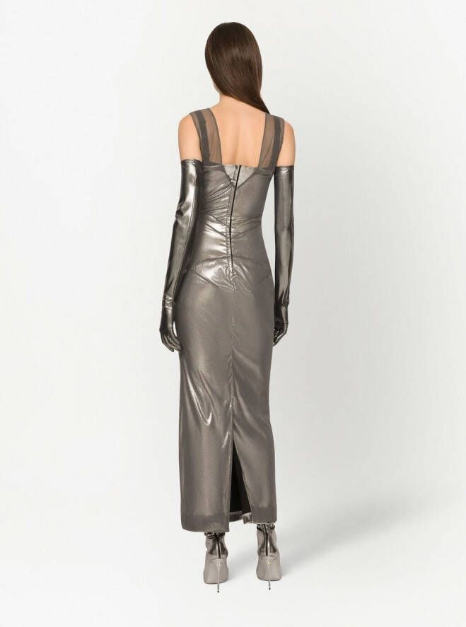 Dolce & Gabbana KIM DOLCE&GABBANA metallic maxi-jurk Grijs