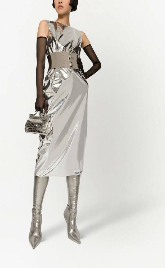 Dolce & Gabbana Korset riem met hangslot detail Zilver