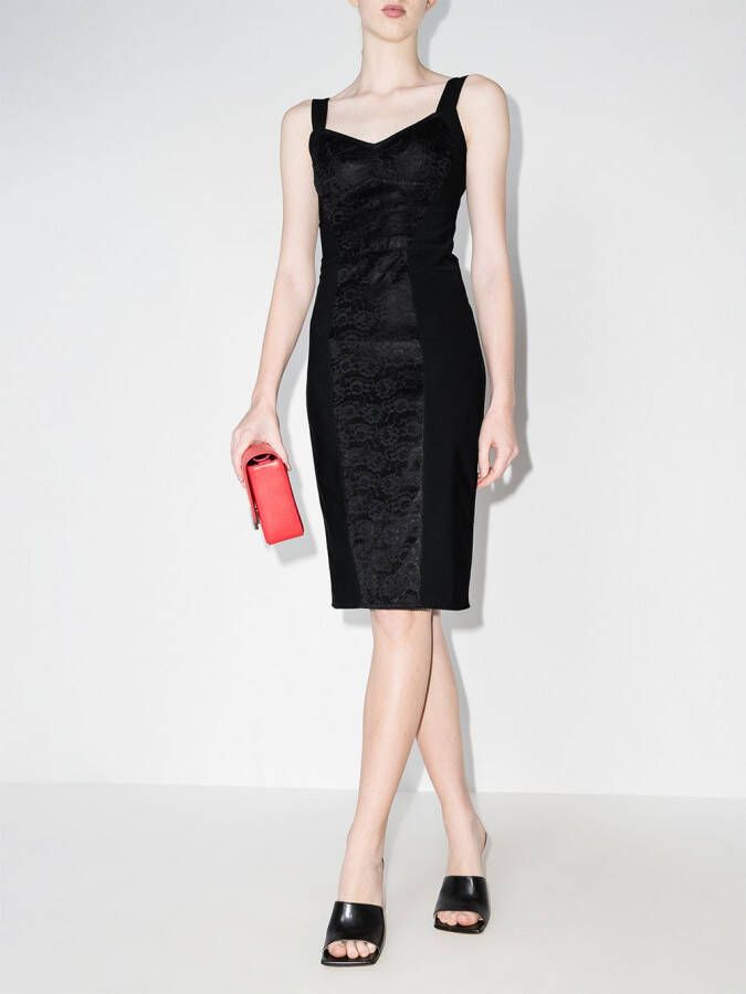 Dolce & Gabbana Midi-jurk met bloemenjacquard Zwart