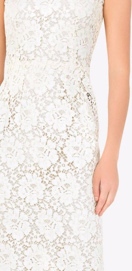 Dolce & Gabbana Midi-jurk met bloemenkant Wit