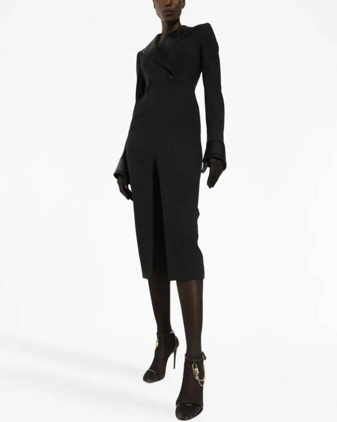 Dolce & Gabbana Midi-jurk met dubbele rij knopen Zwart