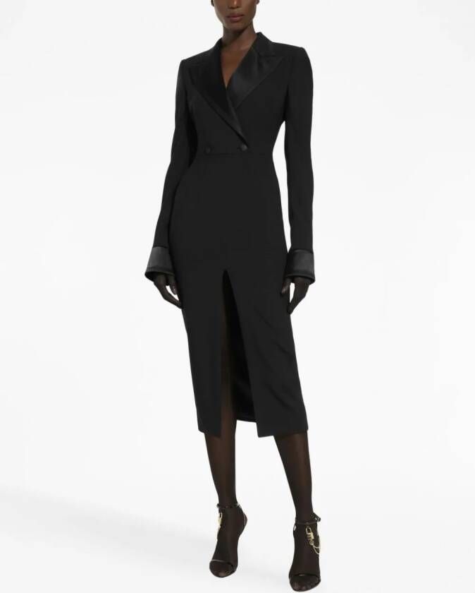 Dolce & Gabbana Midi-jurk met dubbele rij knopen Zwart