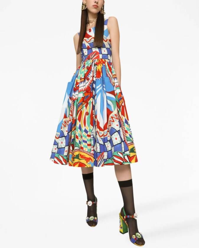 Dolce & Gabbana Midi-jurk met grafische print Blauw
