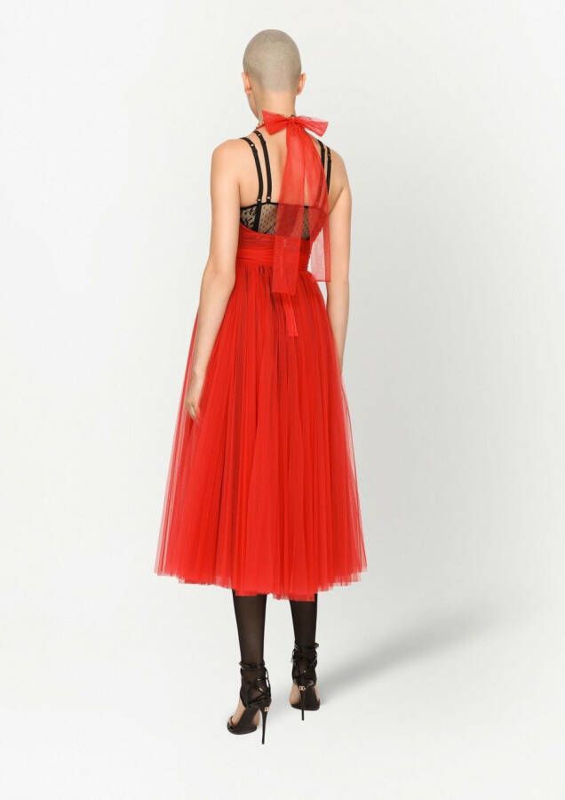 Dolce & Gabbana Midi-jurk met halternek Rood
