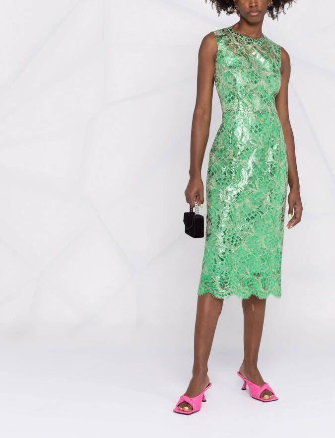 Dolce & Gabbana Midi-jurk met kant Groen
