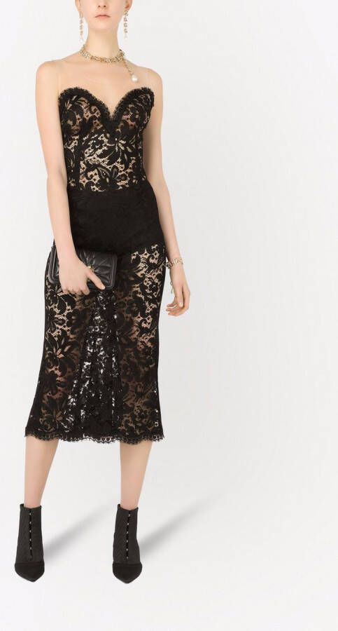 Dolce & Gabbana Strapless midi-jurk Zwart
