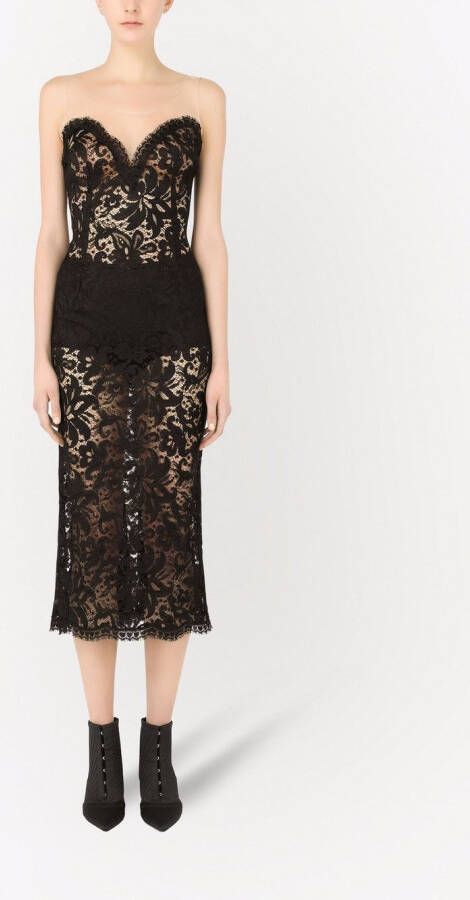 Dolce & Gabbana Strapless midi-jurk Zwart