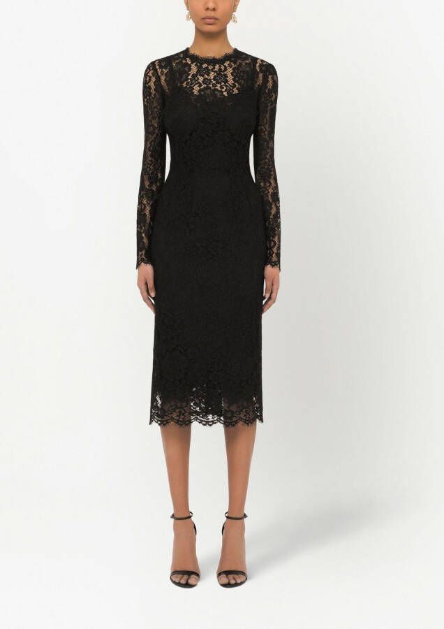Dolce & Gabbana Midi-jurk met lange mouwen Zwart