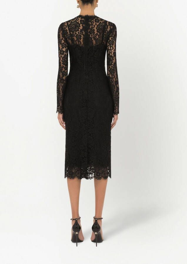 Dolce & Gabbana Midi-jurk met lange mouwen Zwart