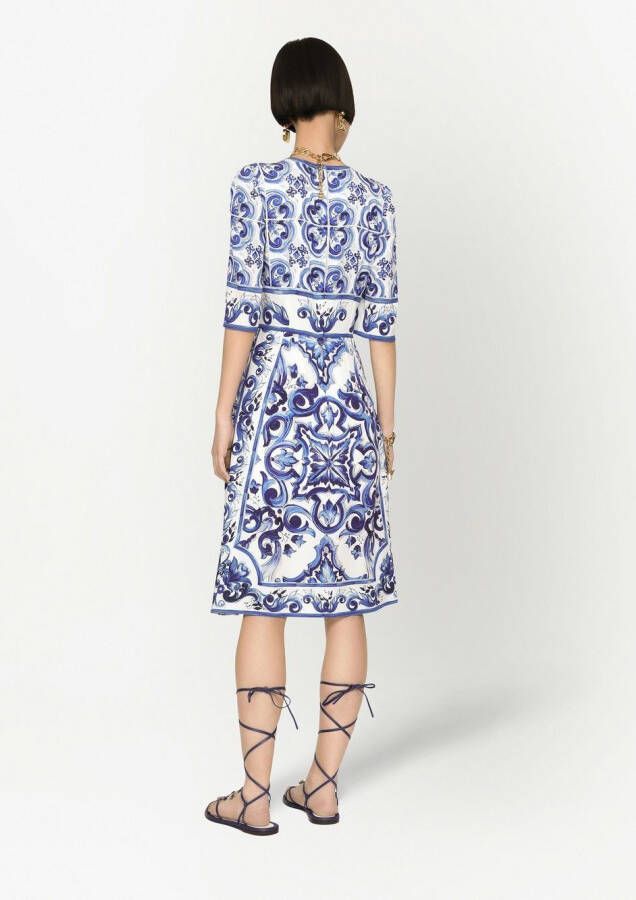 Dolce & Gabbana Midi-jurk met print Blauw