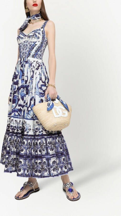 Dolce & Gabbana Maxi-jurk met print Blauw