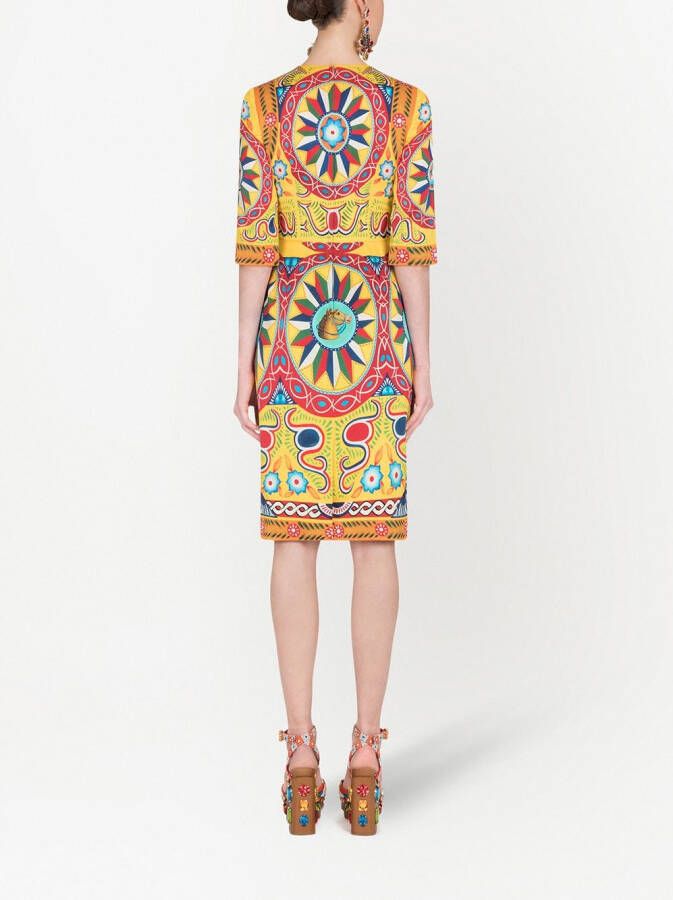 Dolce & Gabbana Midi-jurk met print Geel