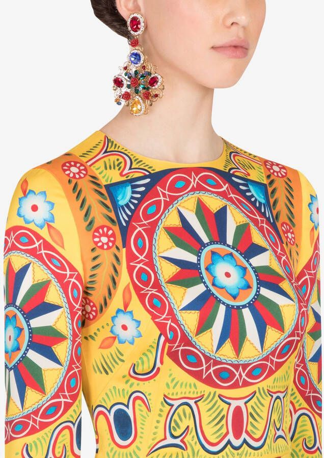 Dolce & Gabbana Midi-jurk met print Geel
